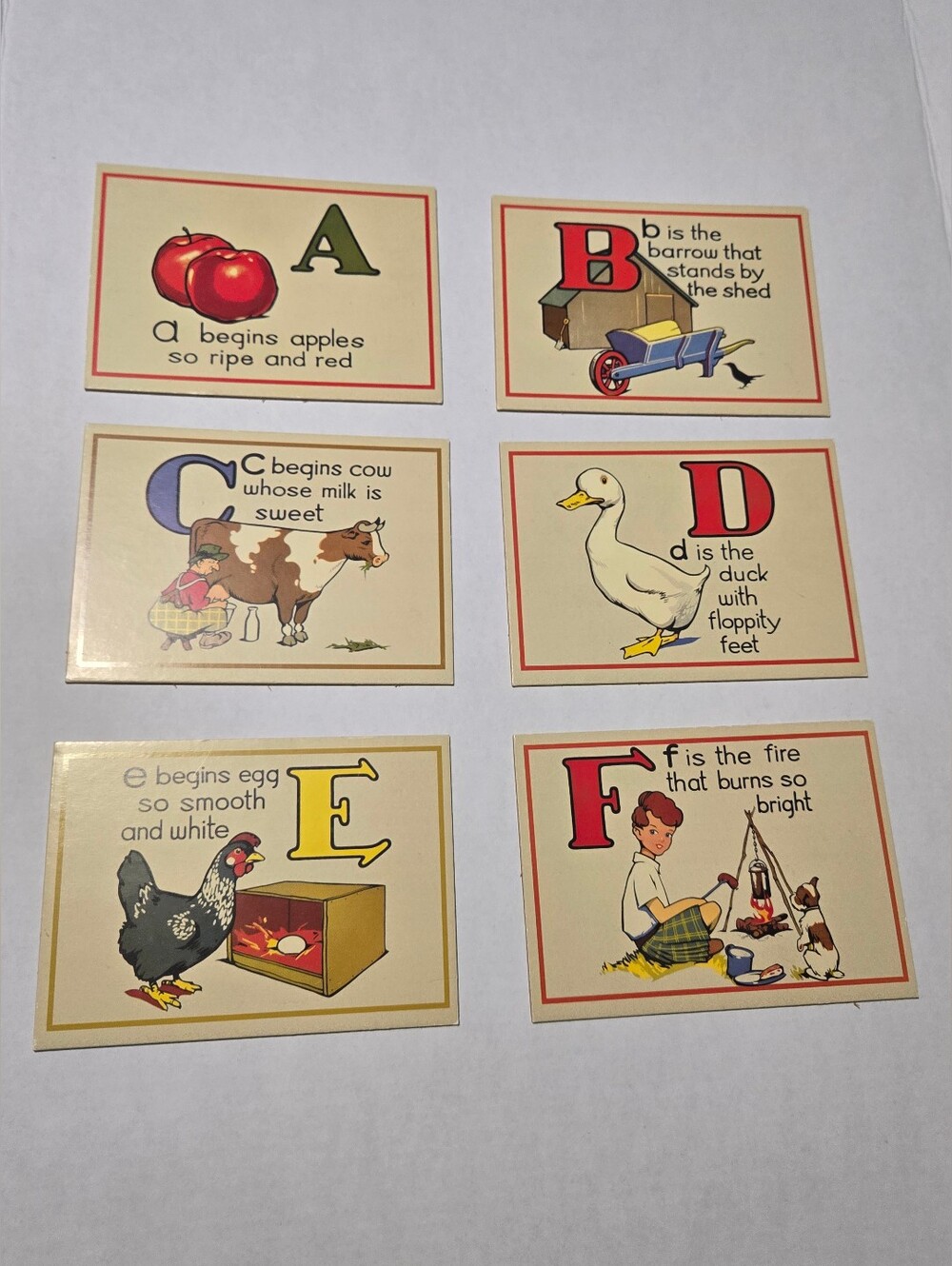 ABC DEF Flash Cards NEW Retro Vintage Design, nursey to classroom to journal 6pc
